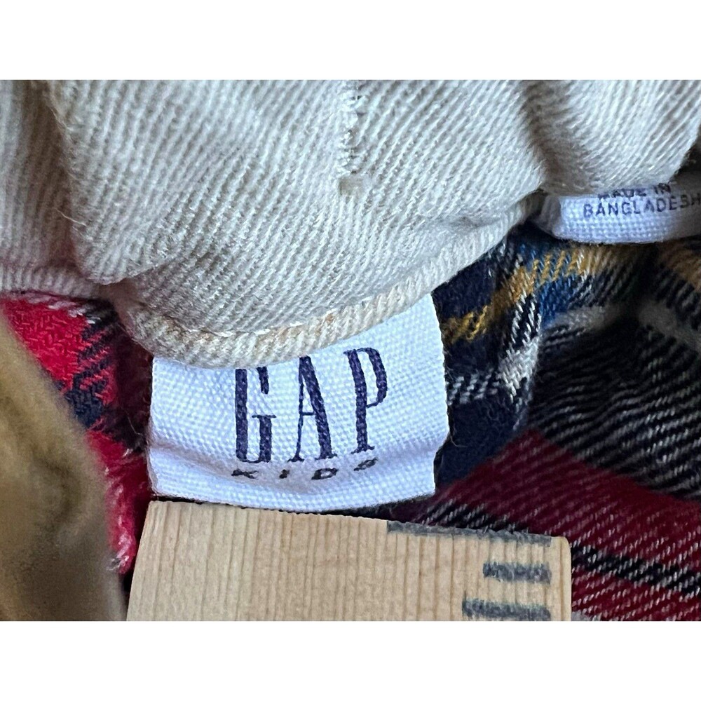 GAP Boys Chino Pants Beige 100% Cotton Button Zip Machine Washable with Plaid